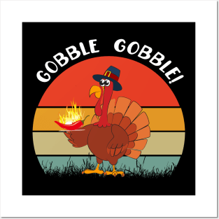 Turkey Eating a Spicy Pepper Funny Thanksgiving Custome Gift Posters and Art